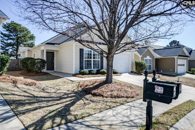 single story home with a garage