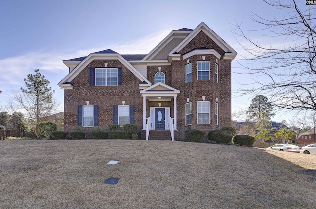 view of front of house with a front lawn