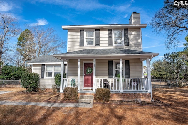 view of front of property featuring a porch