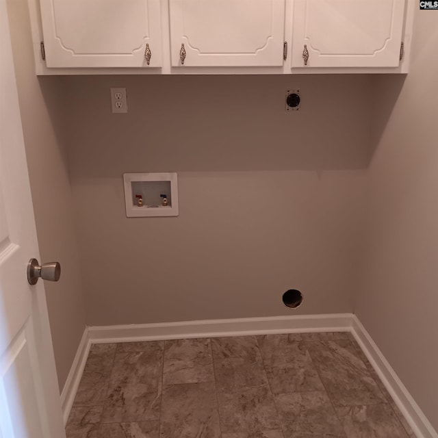 laundry room with washer hookup, cabinets, and hookup for an electric dryer