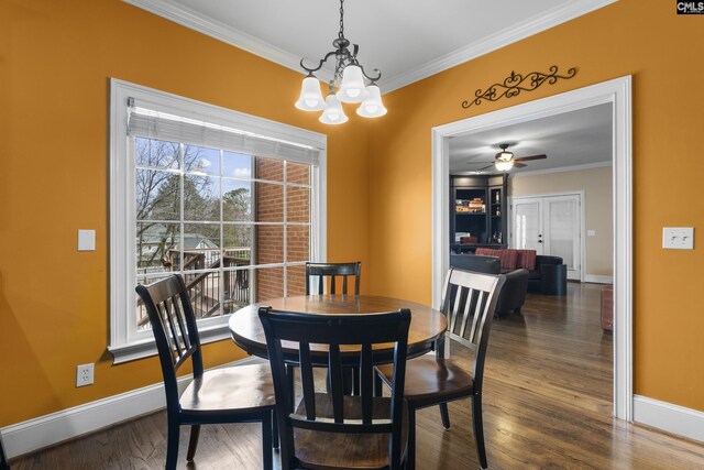 345 Amstar Rd, Columbia, SC 29212 - dining area featuring baseboards, wood finished floors, and ornamental molding