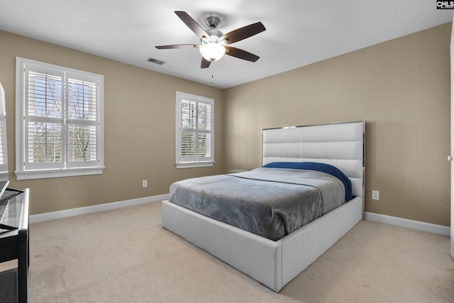 345 Amstar Rd, Columbia, SC 29212 - carpeted bedroom with baseboards, visible vents, and a ceiling fan