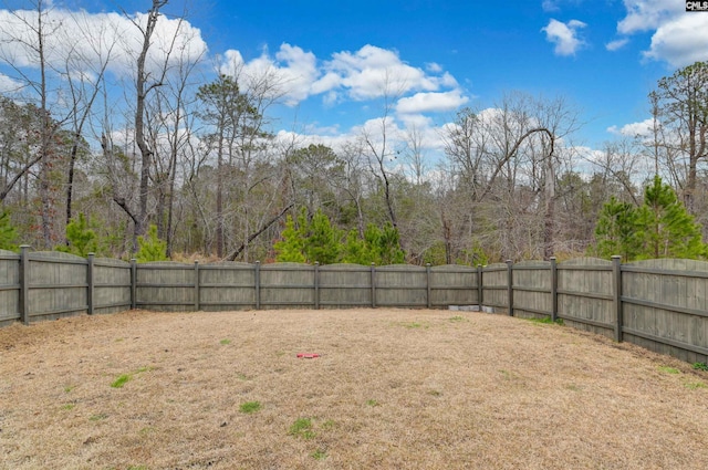 view of yard featuring a fenced backyard