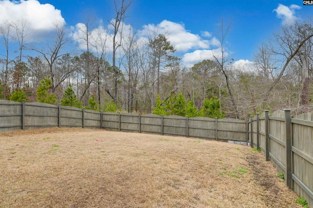 view of yard featuring a fenced backyard