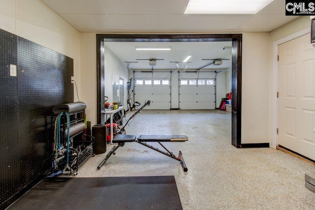 garage with a garage door opener