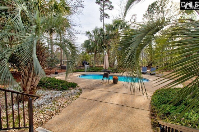 view of pool featuring a patio and a fenced in pool