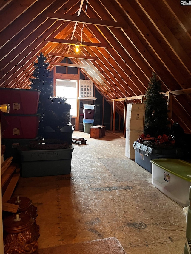 view of unfinished attic