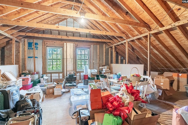 view of unfinished attic