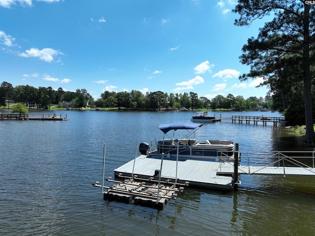 dock area featuring a water view