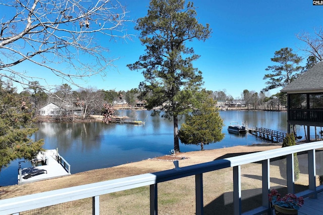 view of dock featuring a water view