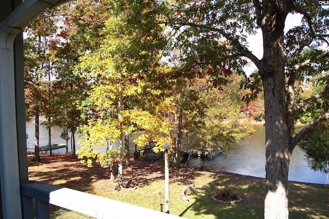 view of yard featuring a water view