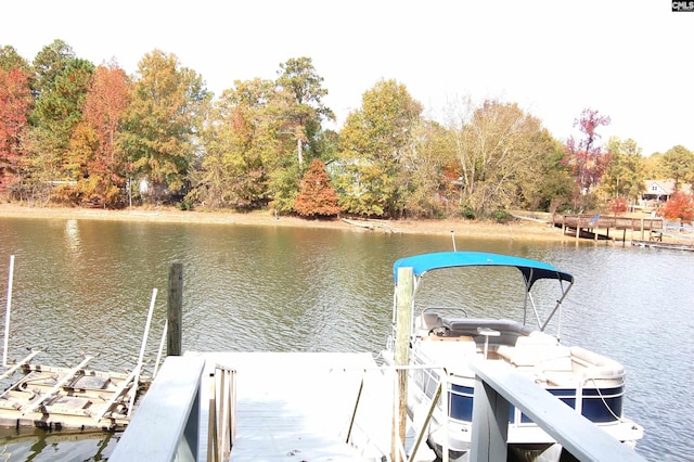 view of dock featuring a water view