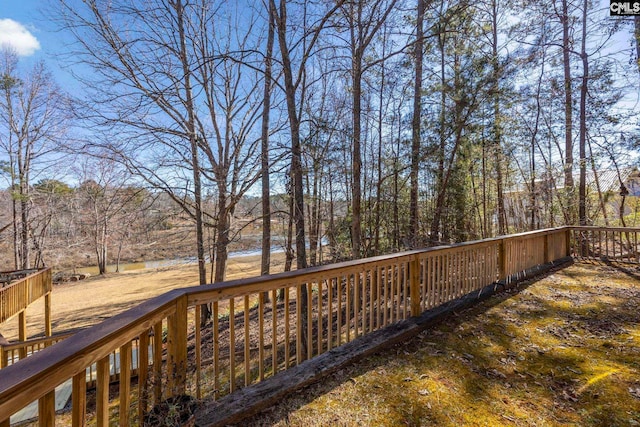 deck with a water view