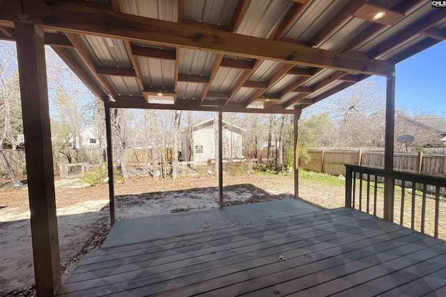 wooden deck featuring a fenced backyard