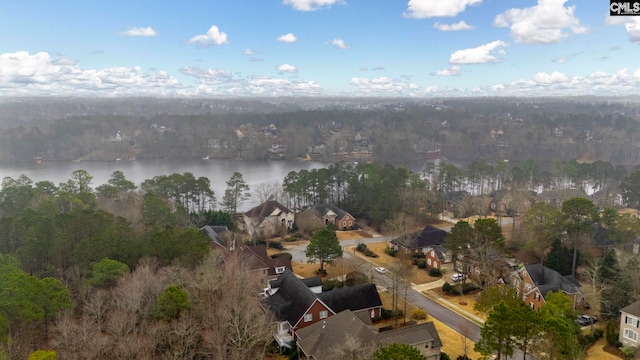 aerial view with a residential view and a water view