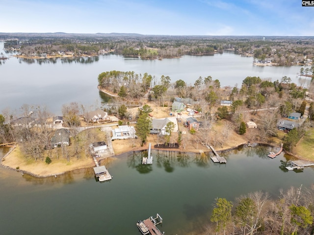 birds eye view of property featuring a residential view and a water view