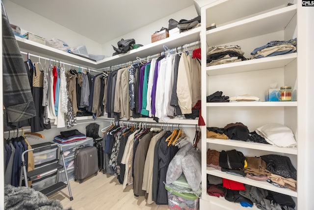 walk in closet featuring light wood-type flooring