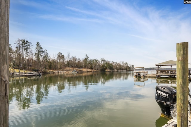 view of water feature featuring a dock