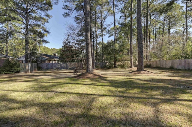 view of yard with fence