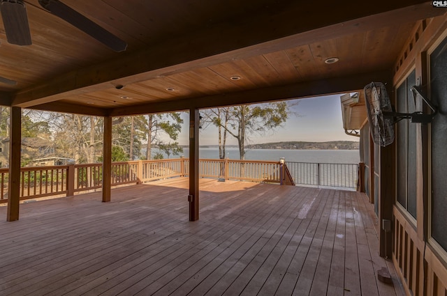 deck with a water view