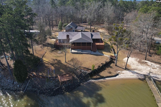 drone / aerial view with a forest view