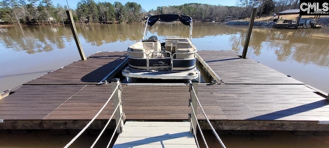 view of dock featuring a water view