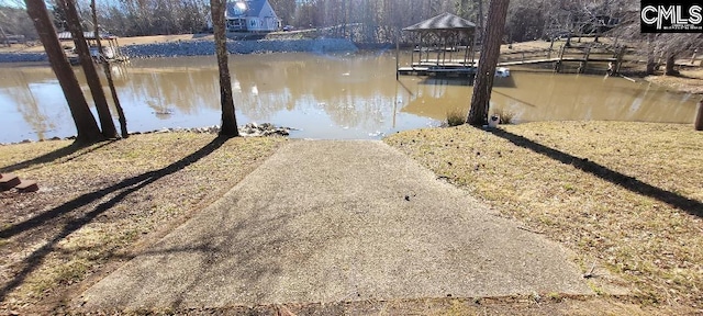 view of dock featuring a water view