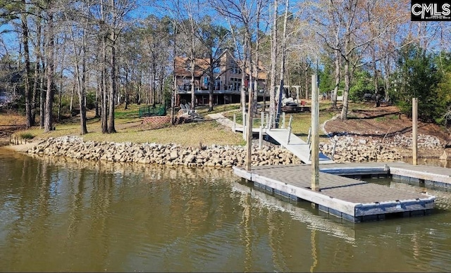 dock area featuring a water view