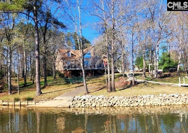 view of dock featuring a water view