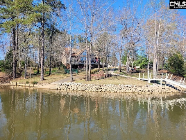 view of dock featuring a water view