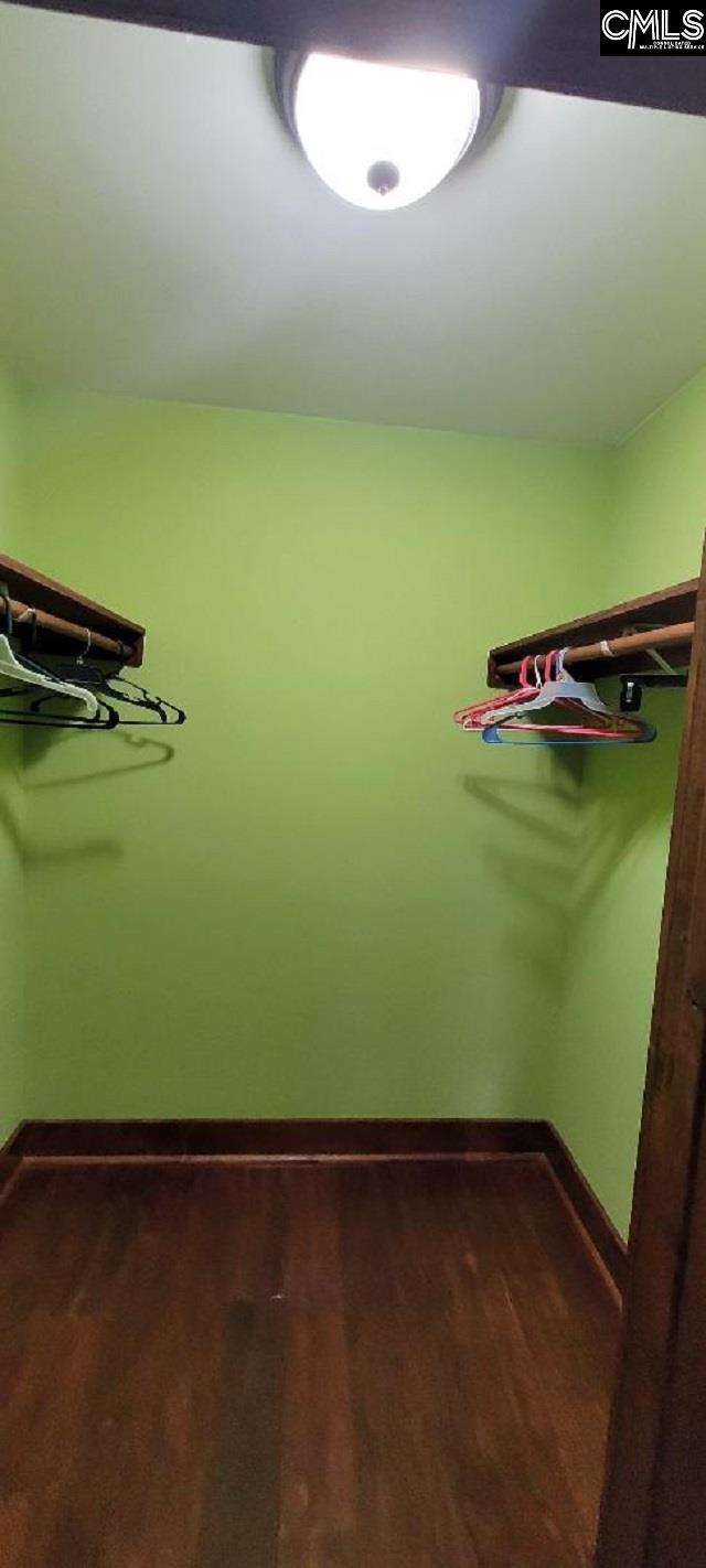 walk in closet featuring wood finished floors