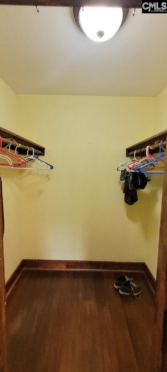 spacious closet featuring vaulted ceiling and wood finished floors