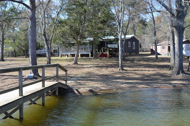 view of dock with a deck