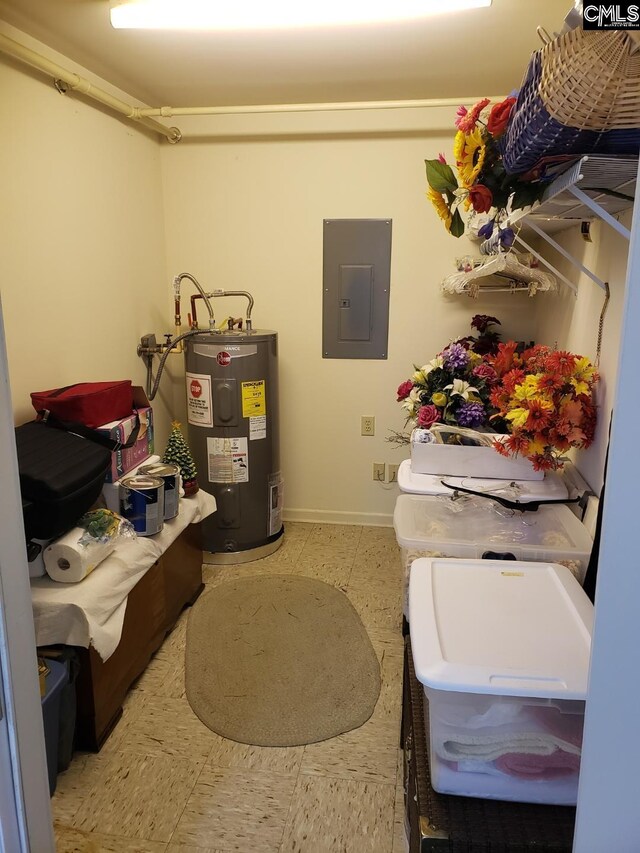 910 Poinsett Pl Unit 5, West Columbia, SC 29169 - storage room featuring electric panel and electric water heater