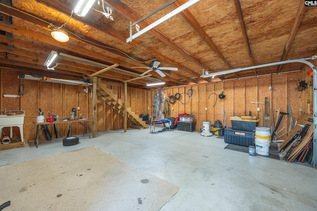 garage featuring a workshop area