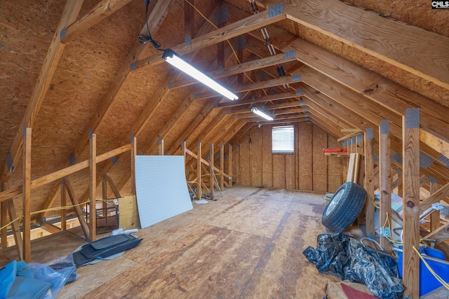 view of unfinished attic