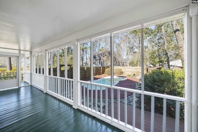 view of unfurnished sunroom