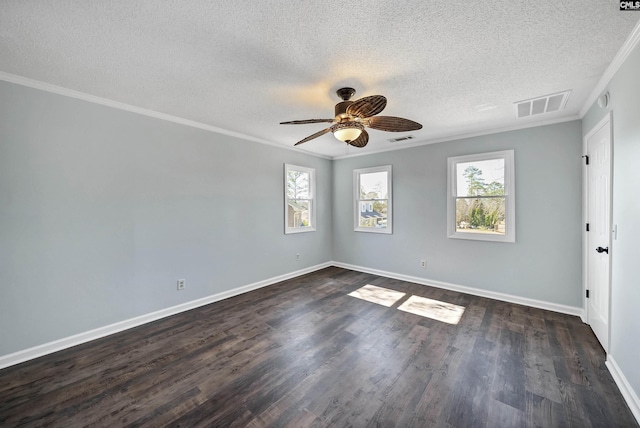 interior space with a wealth of natural light, visible vents, and crown molding