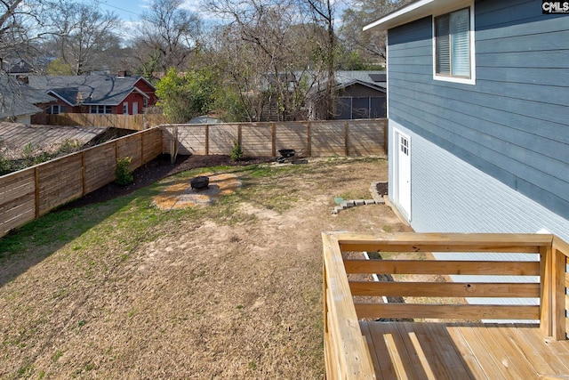 view of yard featuring a fenced backyard