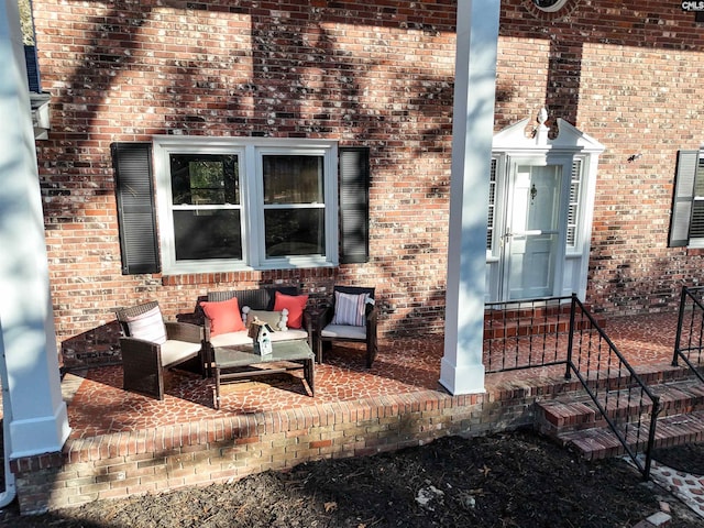 view of patio featuring entry steps and an outdoor hangout area