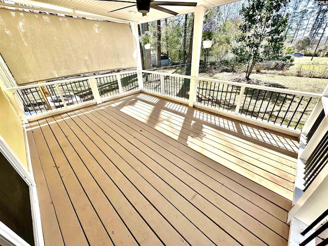 deck featuring a ceiling fan