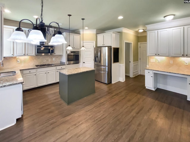 150 Grey Oaks Ln, Lexington, SC 29072 - kitchen with stainless steel appliances, dark wood finished floors, white cabinetry, and a sink
