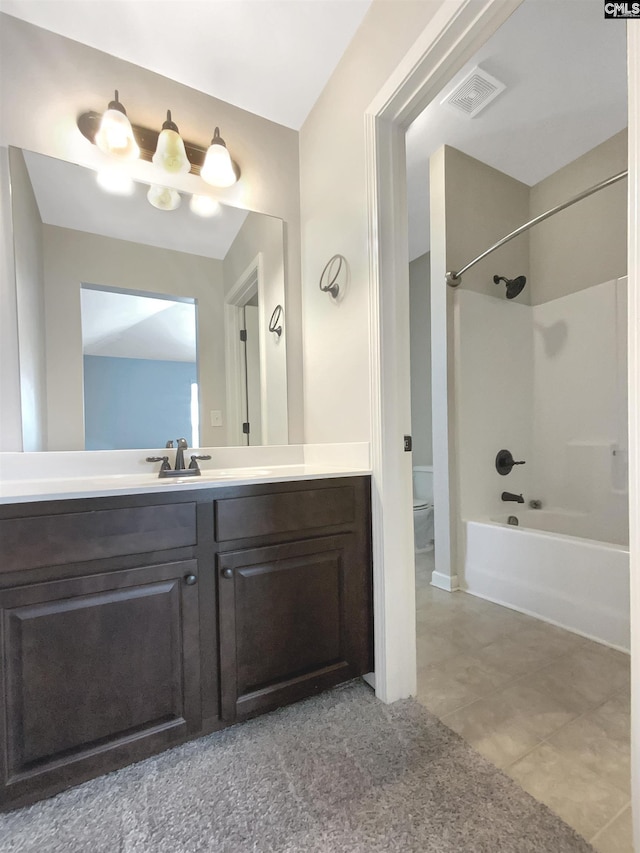 150 Grey Oaks Ln, Lexington, SC 29072 - bathroom featuring visible vents, toilet, shower / tub combination, tile patterned flooring, and vanity