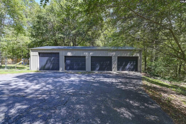 view of detached garage