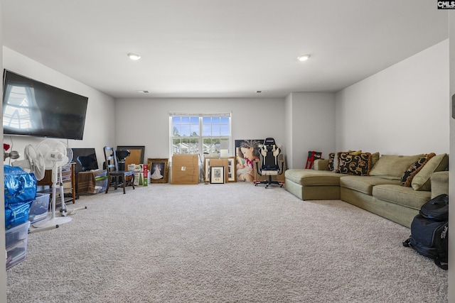 view of carpeted living area