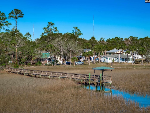 view of dock featuring a water view