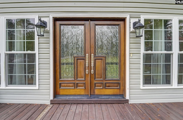 property entrance with french doors