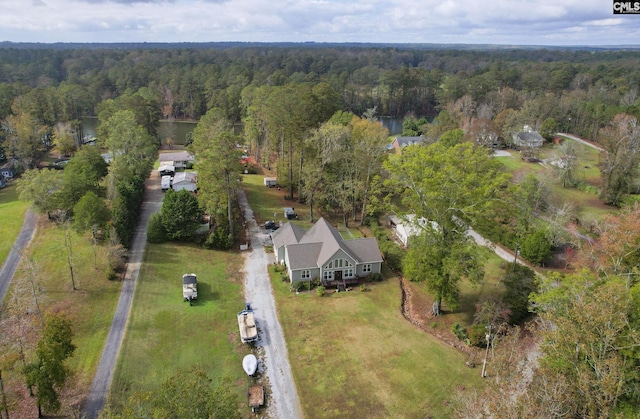 aerial view with a wooded view