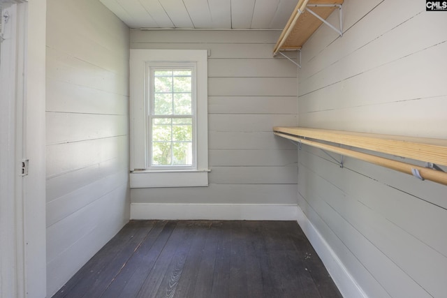 walk in closet featuring dark wood-type flooring