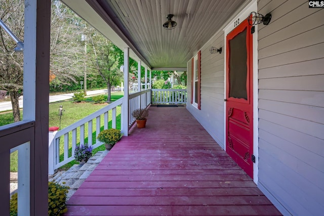 wooden deck with covered porch